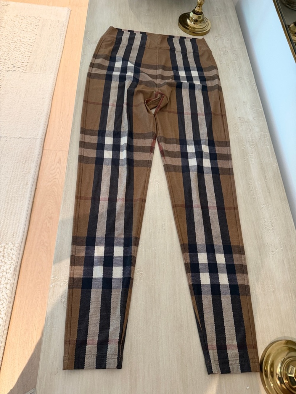 Burberry Brown and Black Checked Leggings